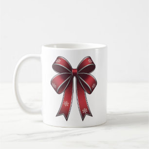 Café Caneca com Arco Vermelho e Desenho de Flocos de Ne
