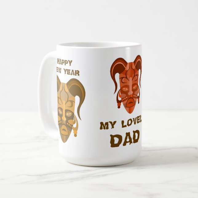 CAFÉ CANECA COM ARTE DE MÁSCARA TARDICIONAL (Frente Esquerda)