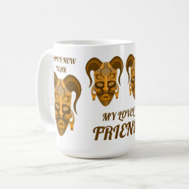CAFÉ CANECA COM ARTE DE MÁSCARA TARDICIONAL