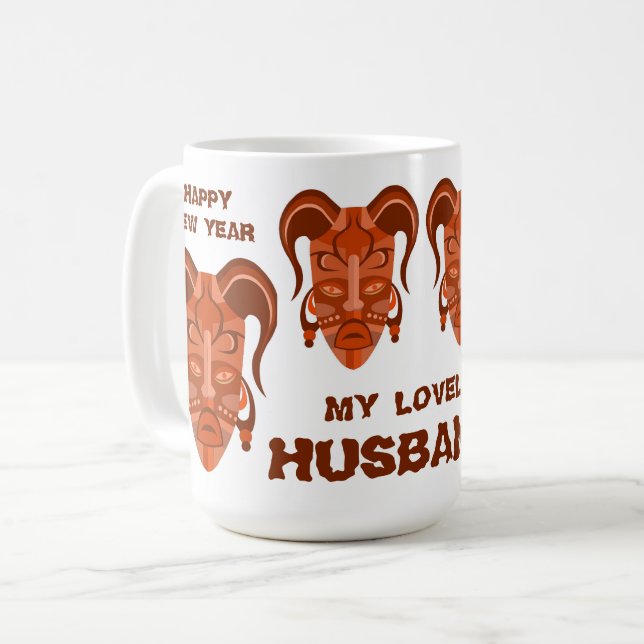 CAFÉ CANECA COM ARTE DE MÁSCARA TARDICIONAL (Frente Esquerda)