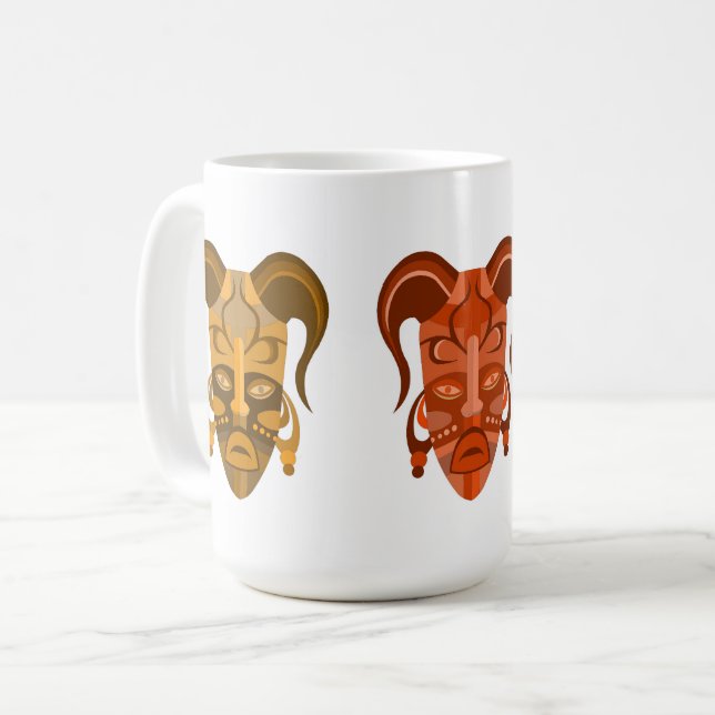 CAFÉ CANECA COM ARTE DE MÁSCARA TARDICIONAL (Frente Esquerda)