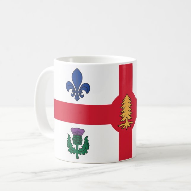 Café Caneca com Bandeira de Montreal, Canadá (Frente Esquerda)