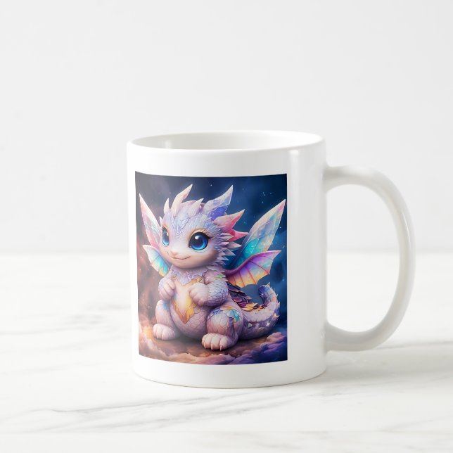 Café Caneca com Bebê Dragão Asa de Fada Branca (Direita)