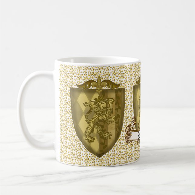 Café Caneca com Brasão de Família Sobrenome Lion Shield (Esquerda)