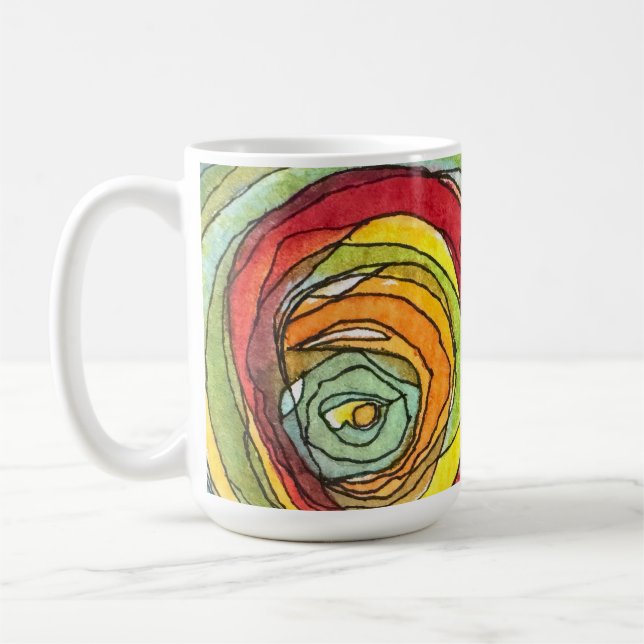 Café Caneca com Círculos de Arte em Linha com Aquarela  (Esquerda)