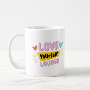 Café Caneca com Citação de Amor Próprio