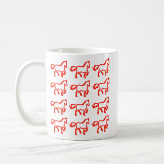Café Caneca com Contorno de Cavalo em Padrão Vermelho |