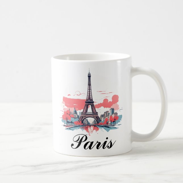 Café Caneca com Desenho da Torre Eiffel de Paris (Direita)