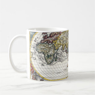 Café Caneca com Desenho de Mapa Mundial Antigo