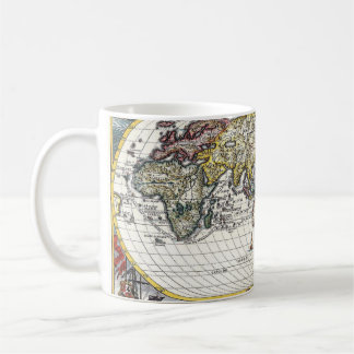 Café Caneca com Desenho de Mapa Mundial Antigo