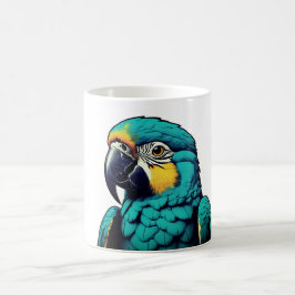 Café Caneca com Desenho de Papagaio Tropical