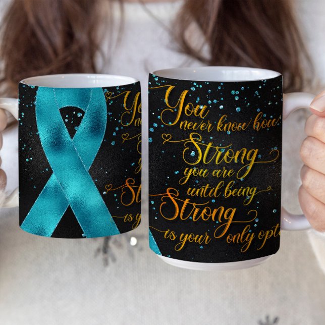 Café Caneca com Design de Fita de Conscientização Azul  (Criador carregado)