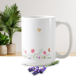 Café Caneca com Design de Flor Simples