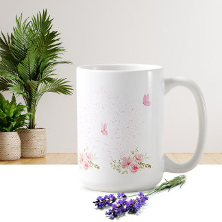 Café Caneca com Design de Flor Simples