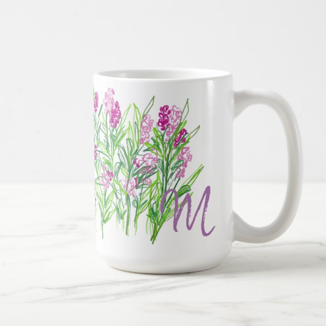 Café Caneca com Design de Jardim de Flores Rosa (Direita)