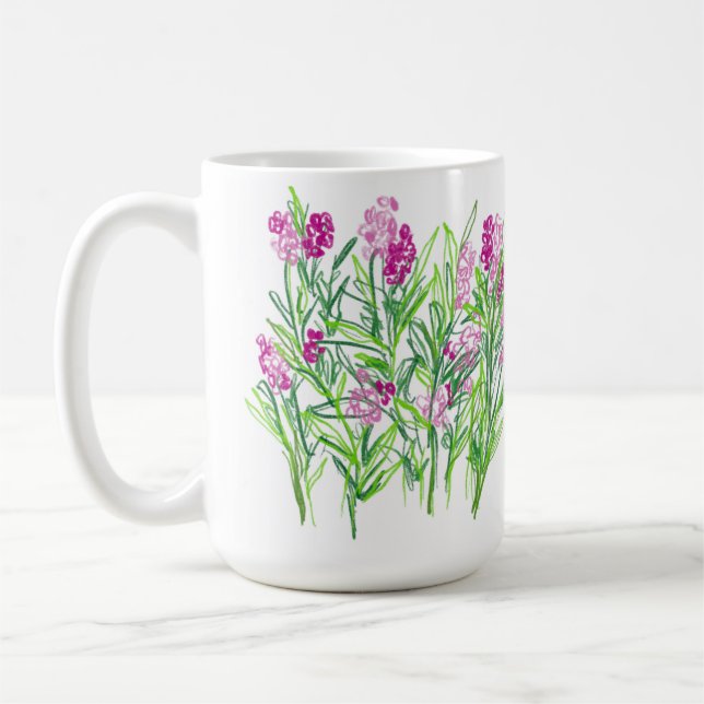 Café Caneca com Design de Jardim de Flores Rosa (Esquerda)