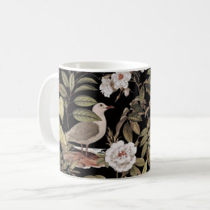 Café Caneca com Design de Tecido Vintage de Pássaros e 