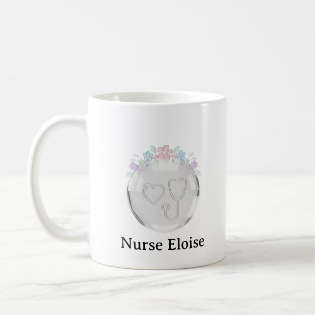 Café Caneca com Emblema de Enfermeira Personalizado (Esquerda)