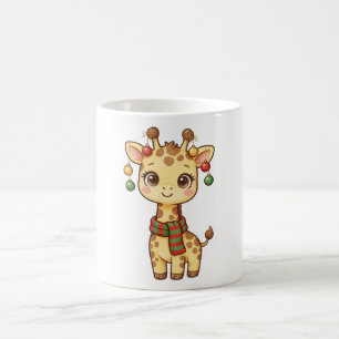 Café Caneca com Enfeites de Natal de Girafa Bebê Fofa