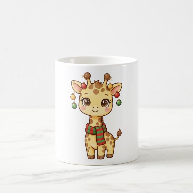 Café Caneca com Enfeites de Natal de Girafa Bebê Fofa (Centro)