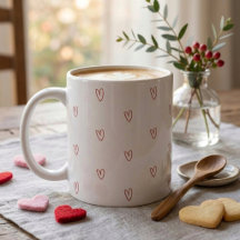 Caneca com Estampa de Corações Vermelhos Minimalis