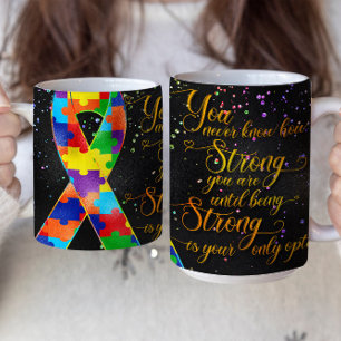 Café Caneca com Fita de Conscientização do Autismo - Vo