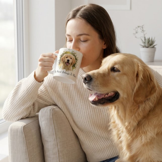 Café Caneca com Foto de Cachorro, Meu Coração Pertence  (Criador carregado)