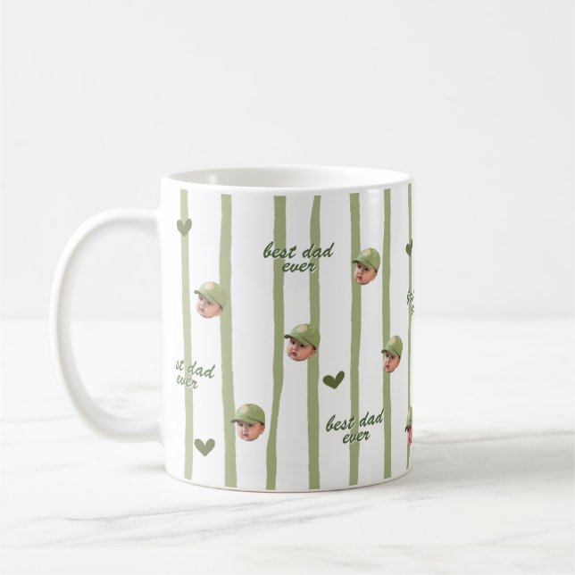 Café Caneca com Foto e Padrão de Coração Personalizada  (Esquerda)