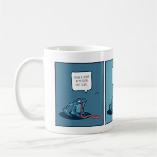 Café Caneca com história em quadrinhos de sapo e aranha