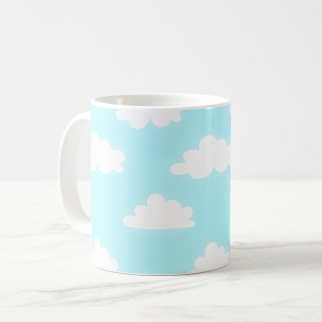 Café Caneca com Impressão de Céu Azul com Nuvens (Frente Esquerda)