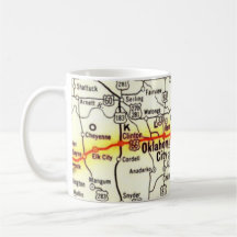 Caneca com Mapa Antigo das Estradas de Oklahoma