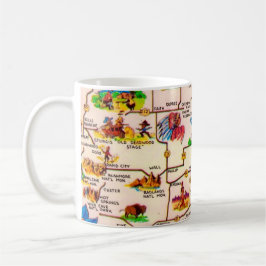 Café Caneca com Mapa Antigo de Dakota do Sul