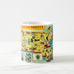 Café Caneca com Mapa Antigo de Massachusetts