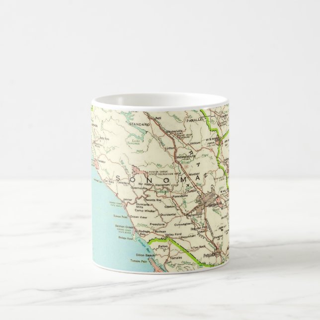 Café Caneca com Mapa Antigo de Sonoma CA (Centro)