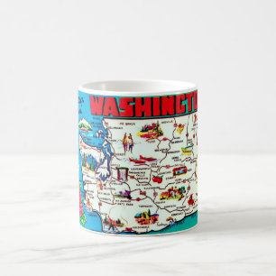 Café Caneca com Mapa Antigo de Washington