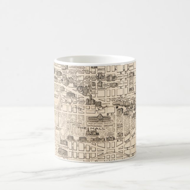 Café Caneca com Mapa Antigo de Washington DC (Centro)