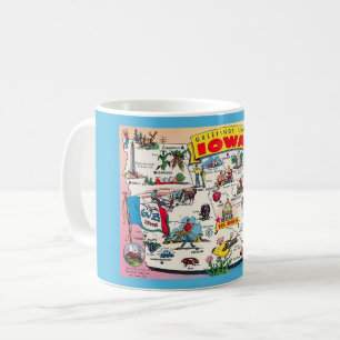 Café Caneca com Mapa Antigo do Estado de Iowa