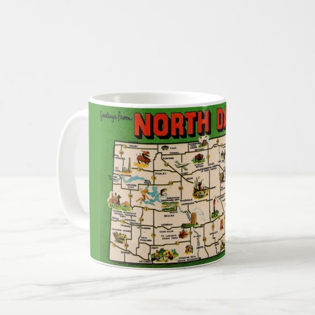 Café Caneca com Mapa de Dakota do Norte (Frente Esquerda)