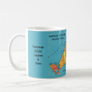 Café Caneca com Mapa de Martha's Vineyard