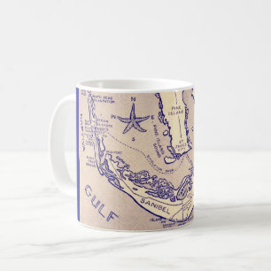 Café Caneca com Mapa de Sanibel Captival Flórida