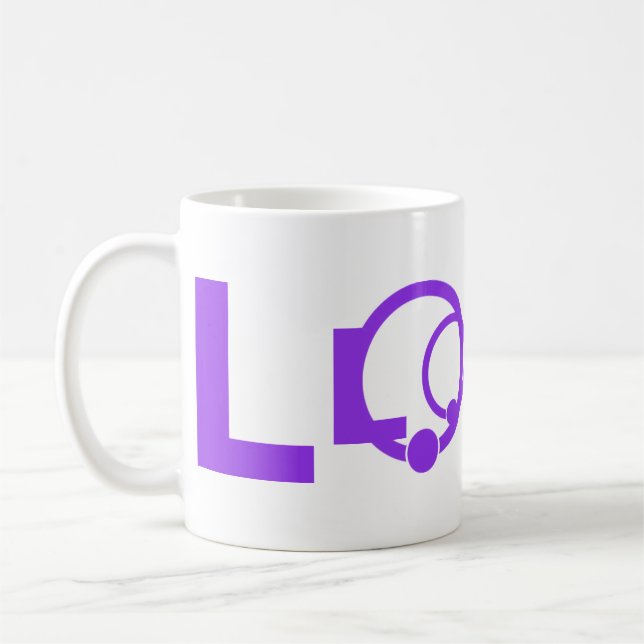 Café Caneca com Marca de LOVE Roxa (Esquerda)
