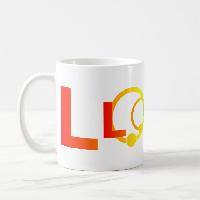 Café Caneca com Marca de Palavra AMOR Arco-íris (Esquerda)