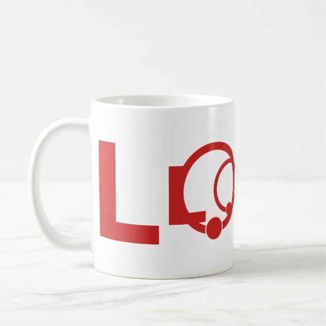Café Caneca com Marca de Palavra AMOR Vermelha (Esquerda)