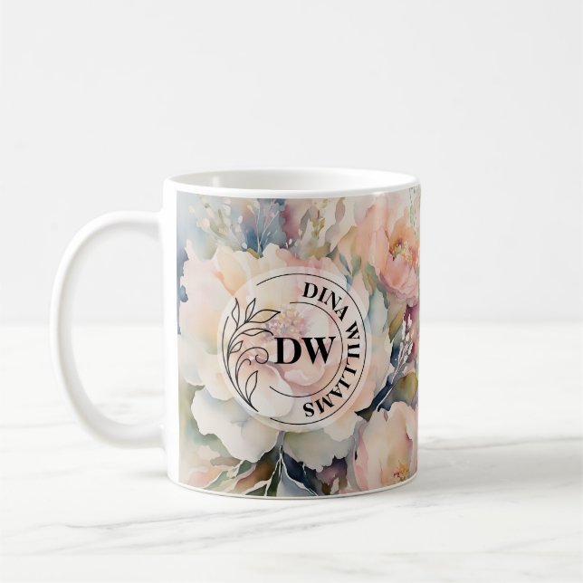 Café Caneca com Monograma de Buquê de Noiva (Esquerda)