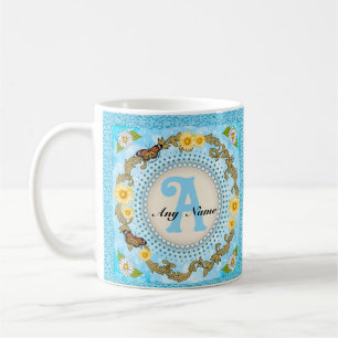 Café Caneca com Monograma Flor de Margarida Amarela