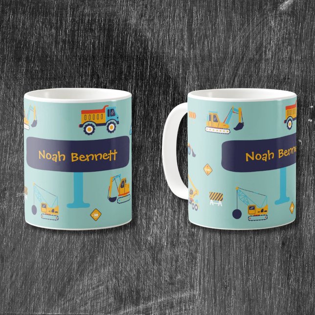 Café Caneca com Nome de Escavadeira para Meninos (Excavator Name Mug for Toddler Boys
)