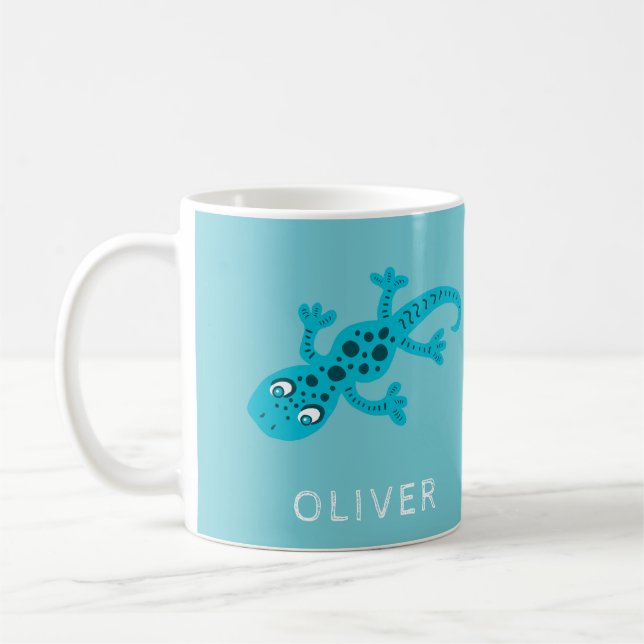 Café Caneca com Nome de Lagartixa Gecko Azul Fofo para  (Esquerda)