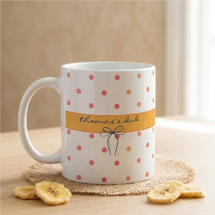 Café Caneca com Nome Personalizado e Padrão de Pontos d