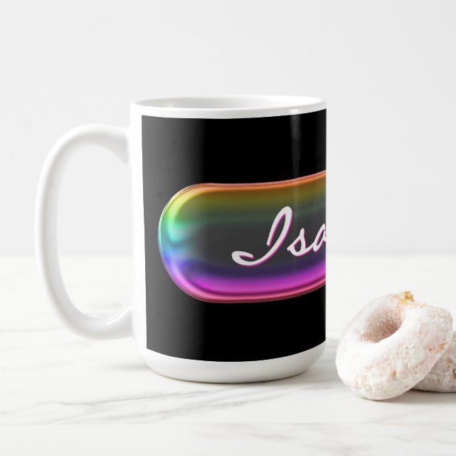 Café Caneca com Nome Personalizado | Efeito de Vidro Ir (Com Donut)