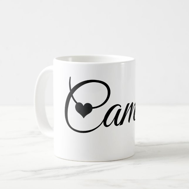 Café Caneca com Nome Personalizado Fonte de Letra Minim (Frente Esquerda)